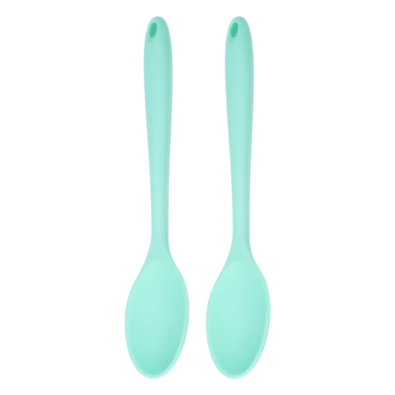2Pcs Silicone Spoons Heat Resistant Cooking Utensil Mixing Spoon, Green