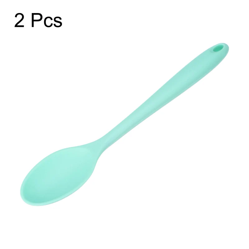 2Pcs Silicone Spoons Heat Resistant Cooking Utensil Mixing Spoon, Green