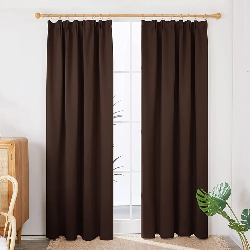 Deconovo Vorhang Blickdicht Kräuselband Gardinen Thermogardine, 2er Set