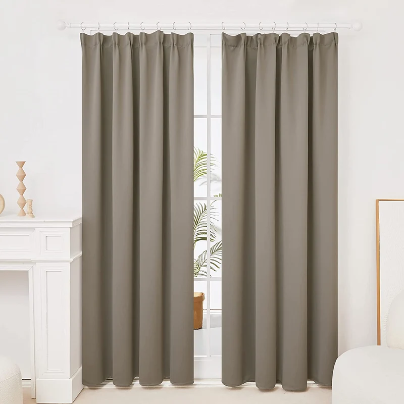 Deconovo Vorhang Blickdicht Kräuselband Gardinen Thermogardine, 2er Set