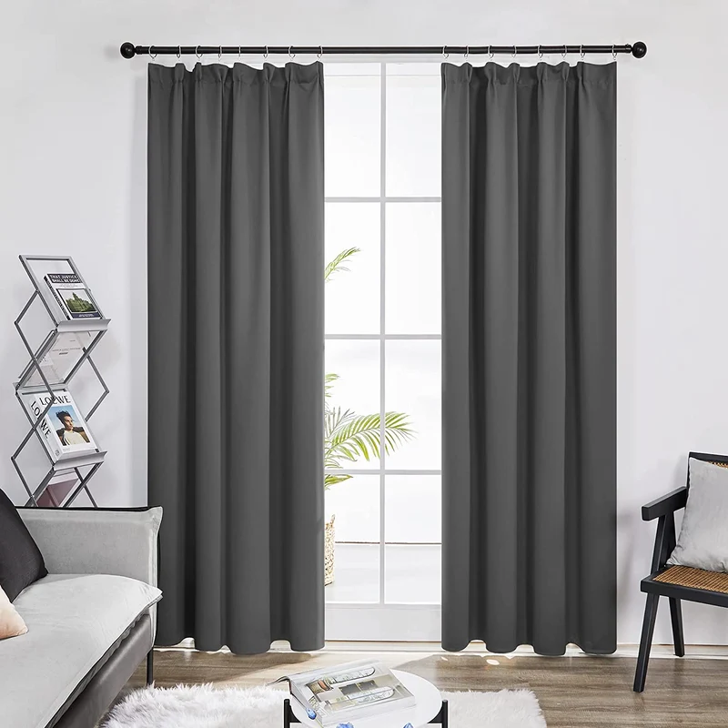 Deconovo Vorhang Blickdicht Kräuselband Gardinen Thermogardine, 2er Set