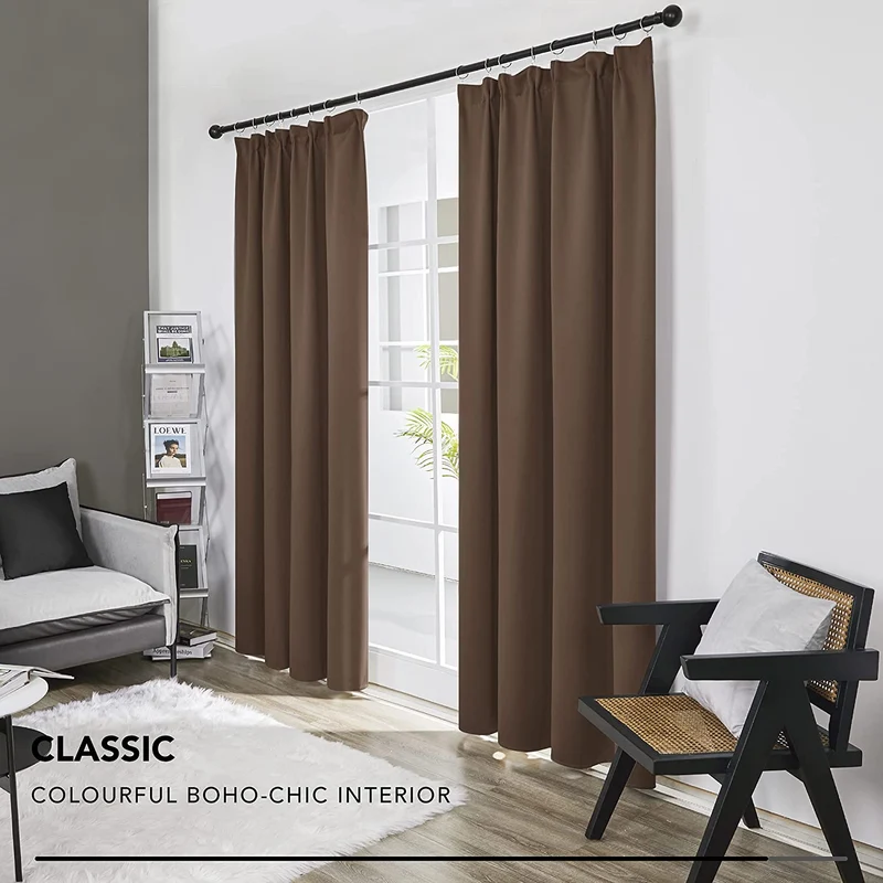 Deconovo Vorhang Blickdicht Kräuselband Gardinen Thermogardine, 2er Set