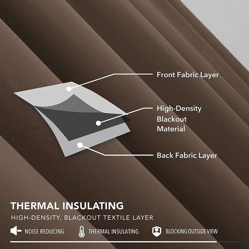 Deconovo Vorhang Blickdicht Kräuselband Gardinen Thermogardine, 2er Set