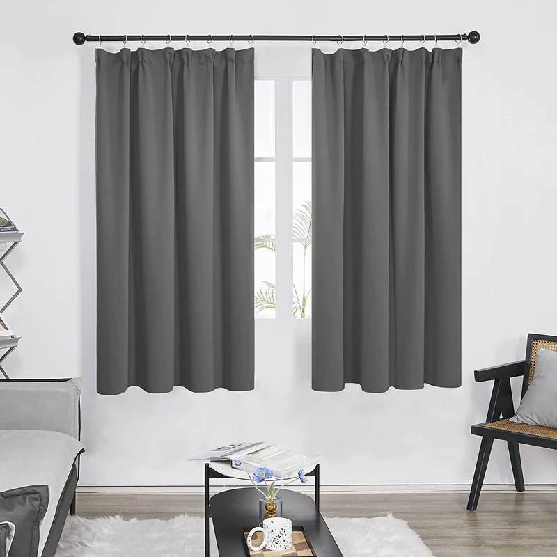 Deconovo Vorhang Blickdicht Kräuselband Gardinen Thermogardine, 2er Set
