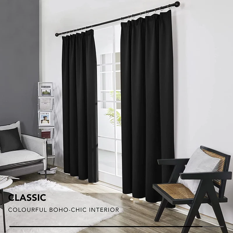 Deconovo Vorhang Blickdicht Kräuselband Gardinen Thermogardine, 2er Set