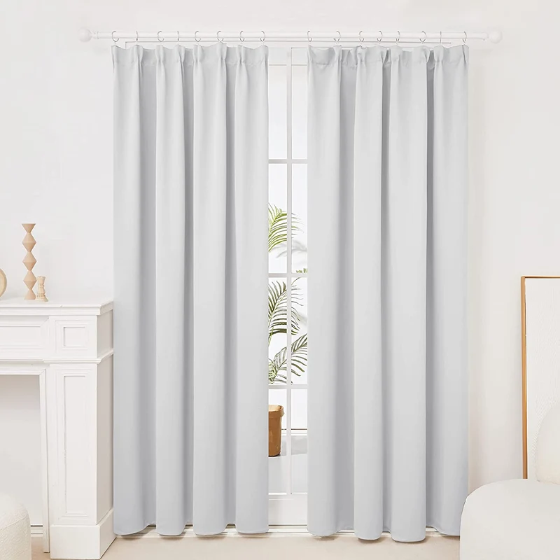 Deconovo Vorhang Blickdicht Kräuselband Gardinen Thermogardine, 2er Set