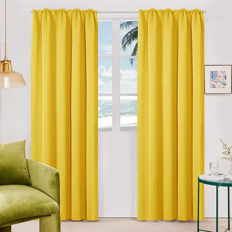 Deconovo Verdunkelungsvorhänge Gardinen Sonnenschutz mit Kräuselband 2er Set