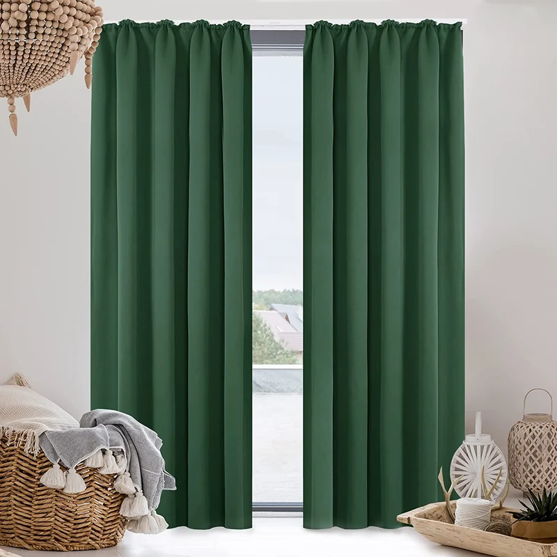 Deconovo Verdunkelungsvorhänge Gardinen Sonnenschutz mit Kräuselband 2er Set