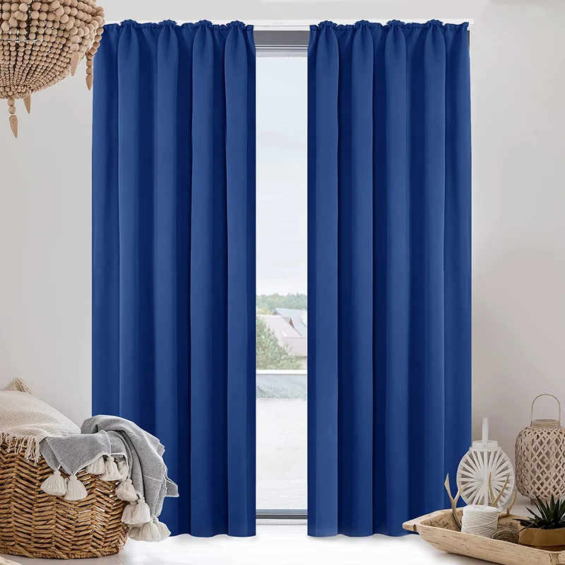 Deconovo Verdunkelungsvorhänge Gardinen Sonnenschutz mit Kräuselband 2er Set