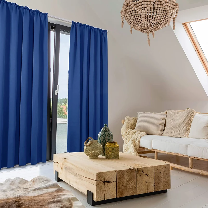 Deconovo Verdunkelungsvorhänge Gardinen Sonnenschutz mit Kräuselband 2er Set