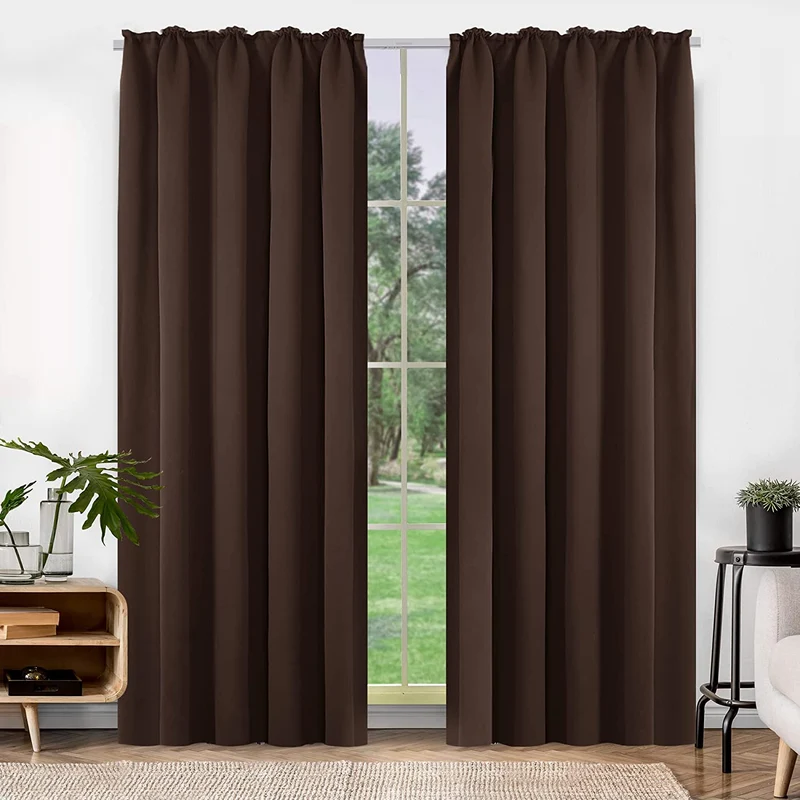Deconovo Verdunkelungsvorhänge Gardinen Sonnenschutz mit Kräuselband 2er Set