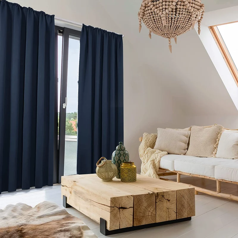 Deconovo Verdunkelungsvorhänge Gardinen Sonnenschutz mit Kräuselband 2er Set