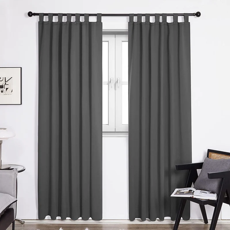 Deconovo Blickdicht Vorhänge Gardinen Wohnzimmer mit Schlaufen, 2er Set
