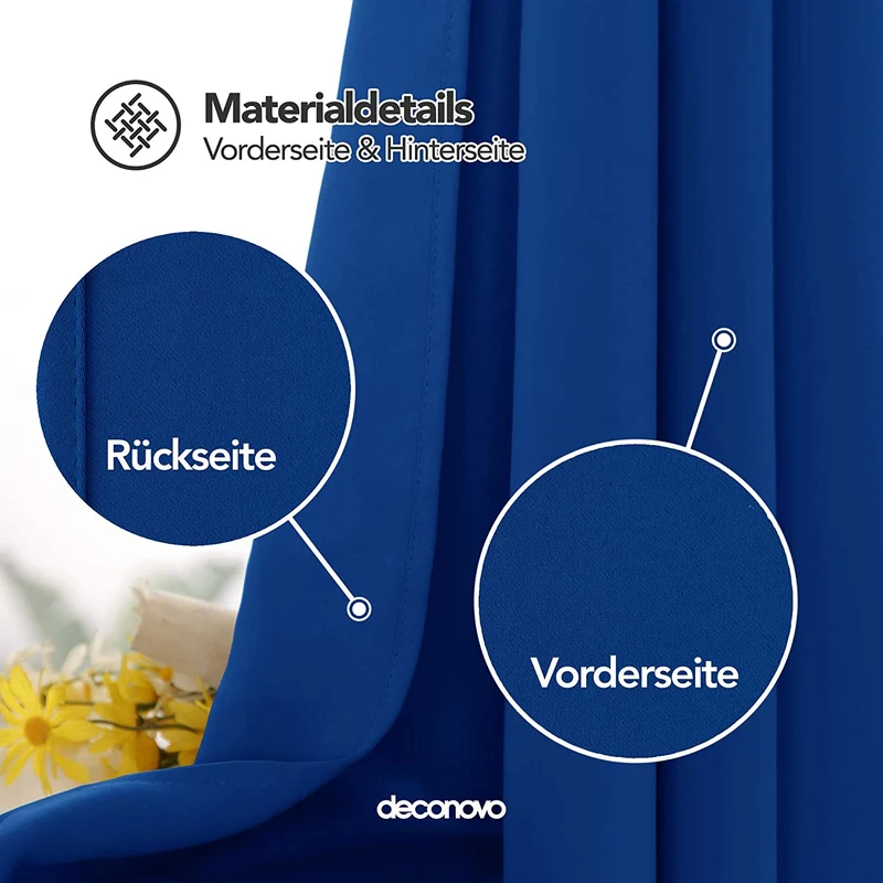 Deconovo Blickdicht Vorhänge Gardinen Wohnzimmer mit Schlaufen, 2er Set