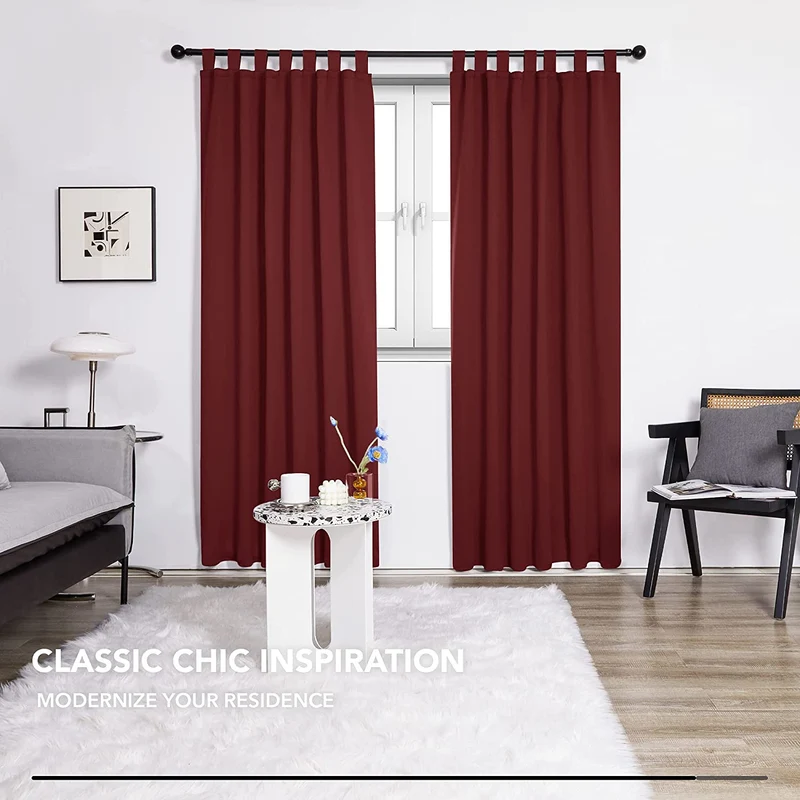 Deconovo Blickdicht Vorhänge Gardinen Wohnzimmer mit Schlaufen, 2er Set