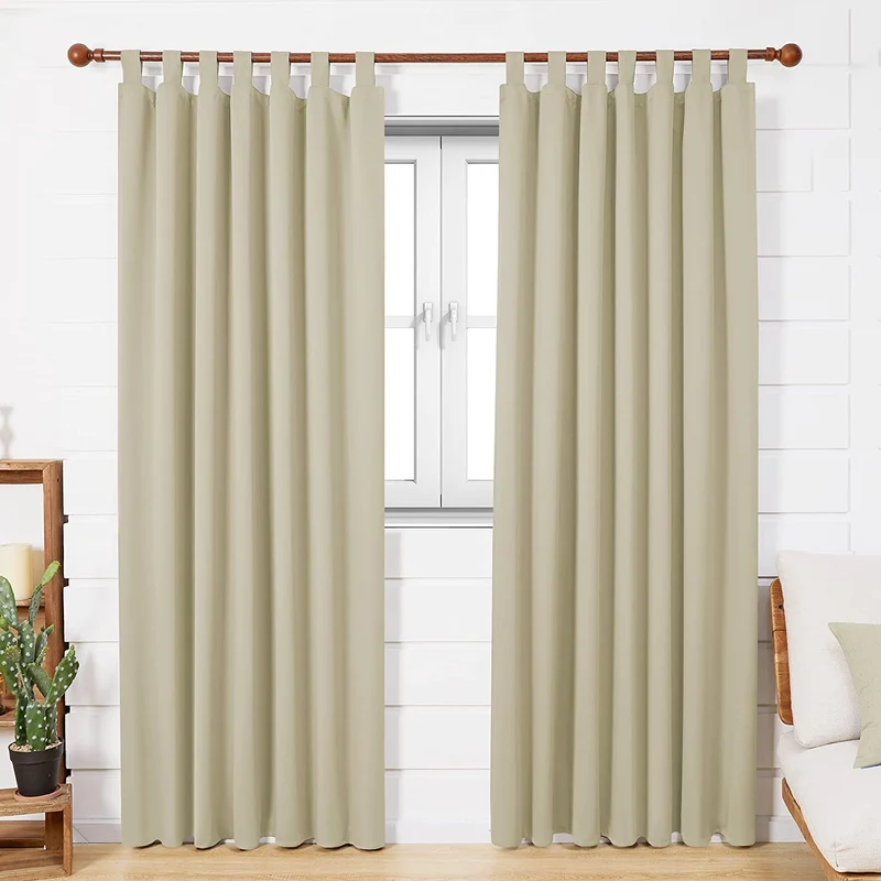 Deconovo Blickdicht Vorhänge Gardinen Wohnzimmer mit Schlaufen, 2er Set