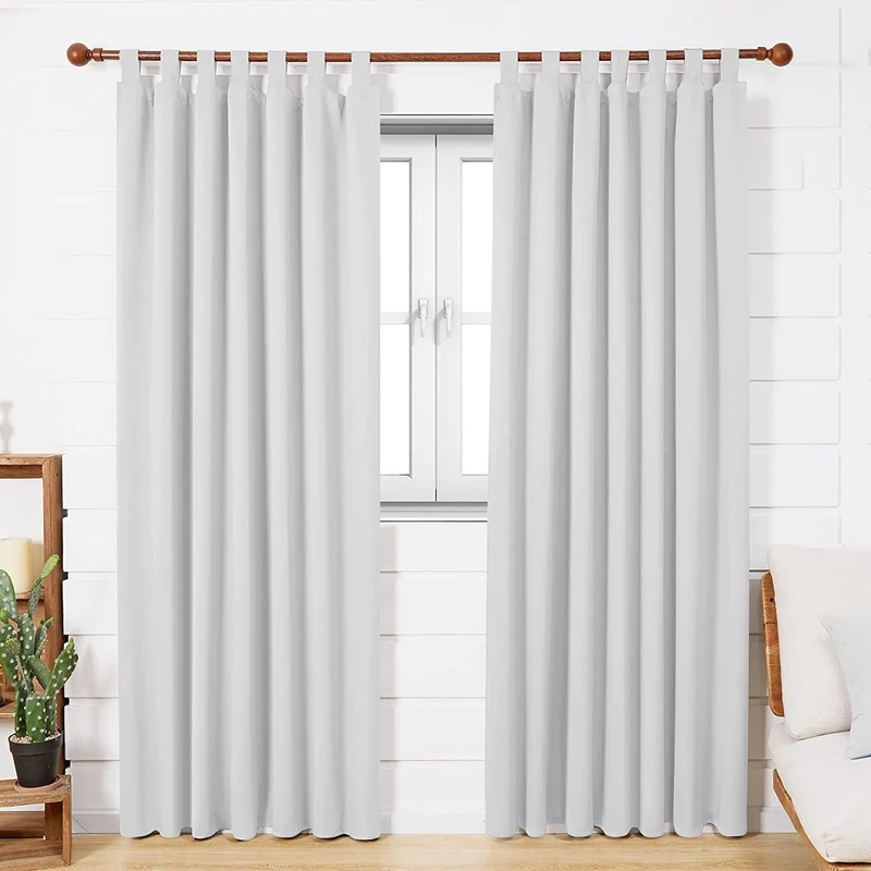 Deconovo Blickdicht Vorhänge Gardinen Wohnzimmer mit Schlaufen, 2er Set