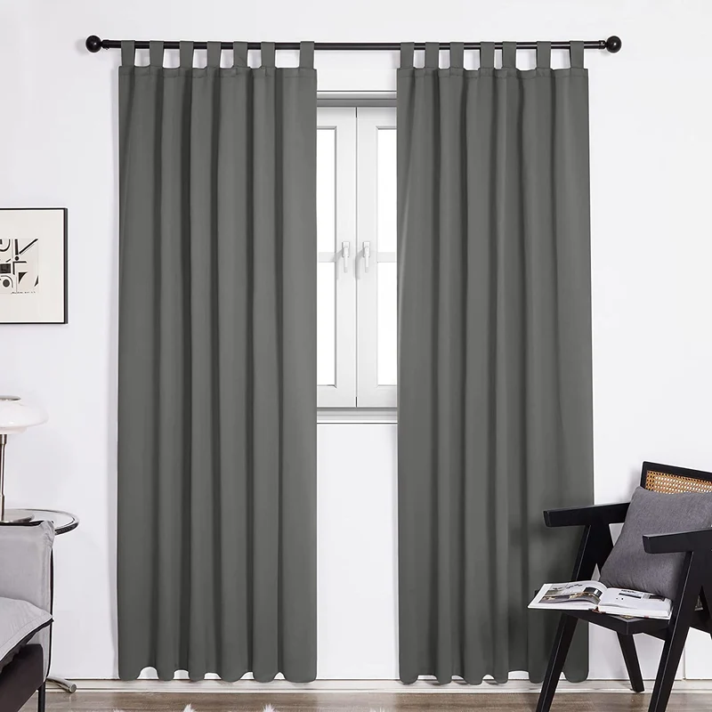 Deconovo Blickdicht Vorhänge Gardinen Wohnzimmer mit Schlaufen, 2er Set