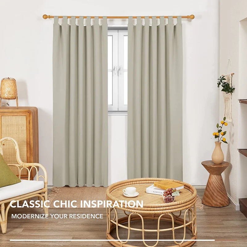 Deconovo Blickdicht Vorhänge Gardinen Wohnzimmer mit Schlaufen, 2er Set