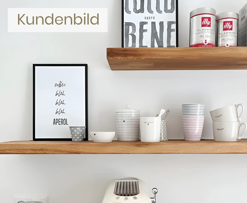 Schwebendes Wandregal aus massivem Eichenholz