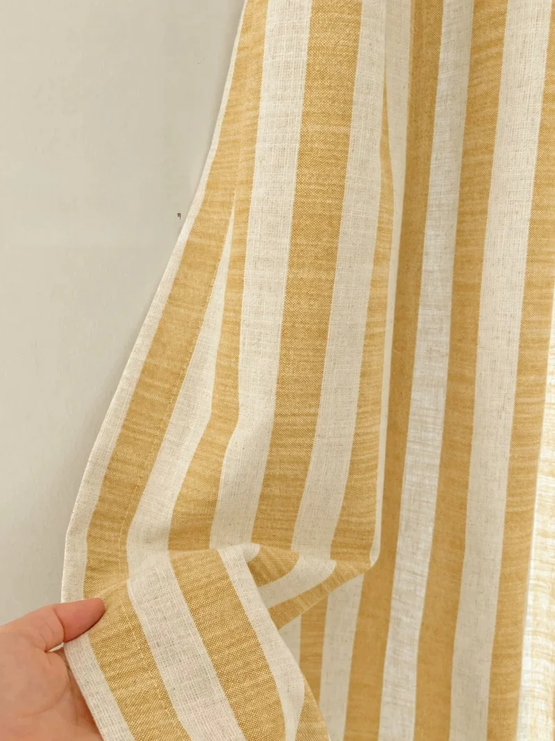 Playroom Curtains: Custom Butter Yellow Striped Linen Drapery for Kids Room, 100% Linen