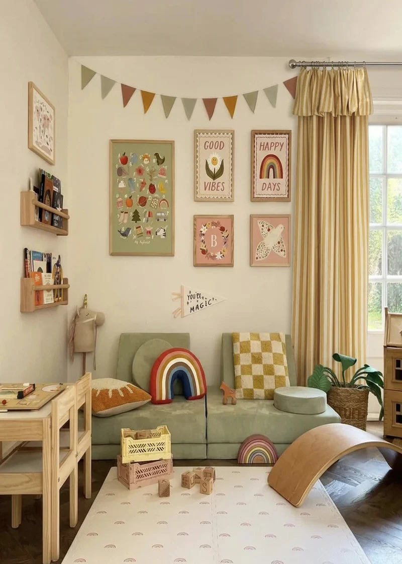 Playroom Curtains: Custom Butter Yellow Striped Linen Drapery for Kids Room, 100% Linen