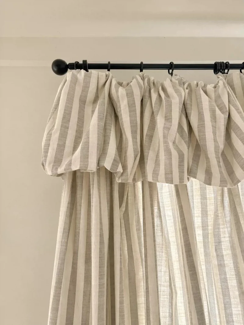 Playroom Curtains: Custom Butter Yellow Striped Linen Drapery for Kids Room, 100% Linen