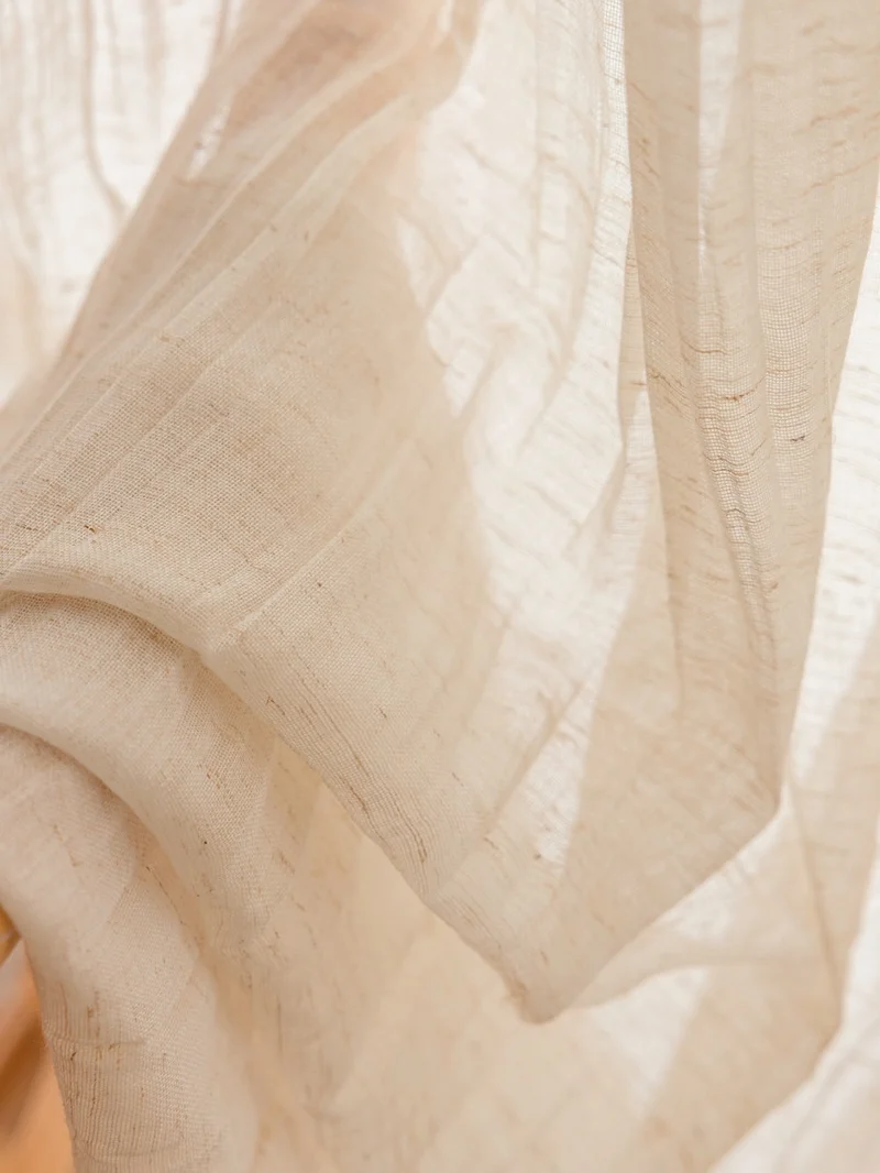 Lightweight Crinkled Linen Gauze Drapes – Living & Dining Room Curtains, Semi-Privacy & Light-Filtering Drapes