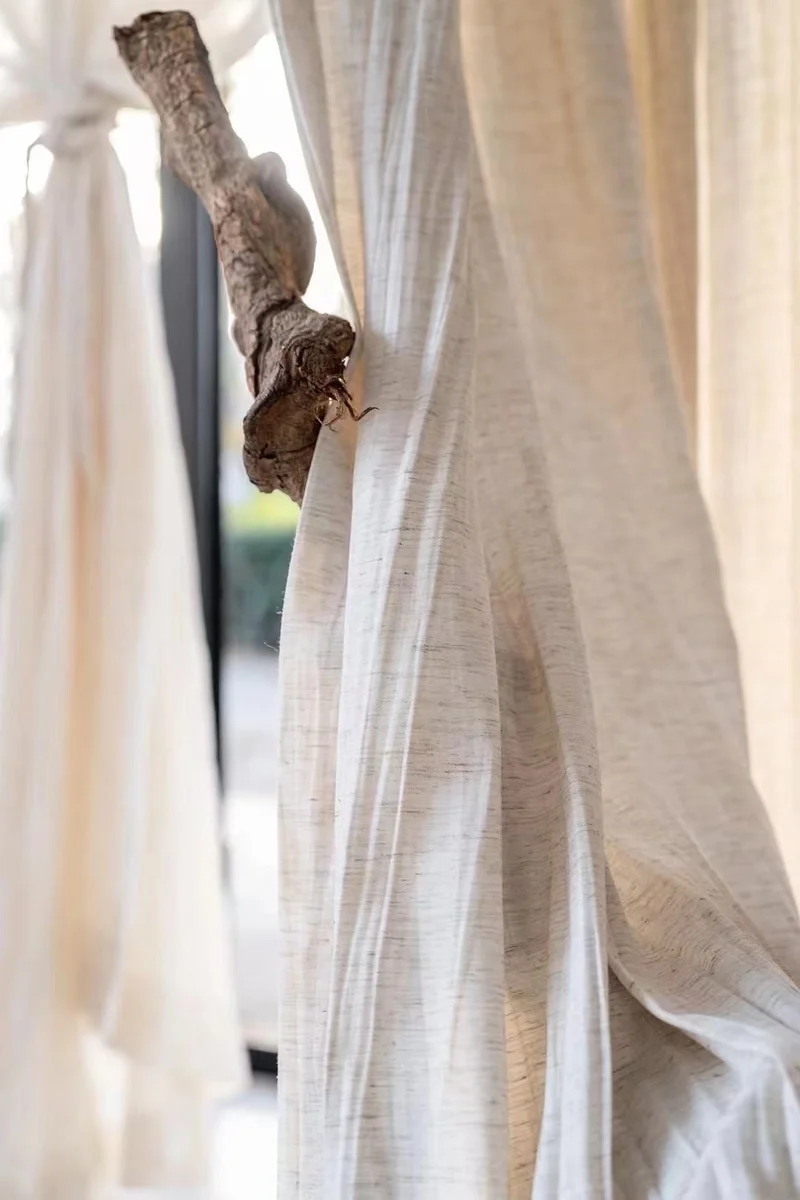 Lightweight Crinkled Linen Gauze Drapes – Living & Dining Room Curtains, Semi-Privacy & Light-Filtering Drapes