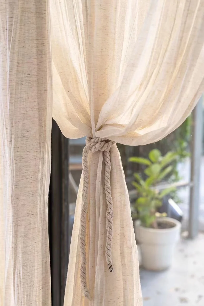 Lightweight Crinkled Linen Gauze Drapes – Living & Dining Room Curtains, Semi-Privacy & Light-Filtering Drapes