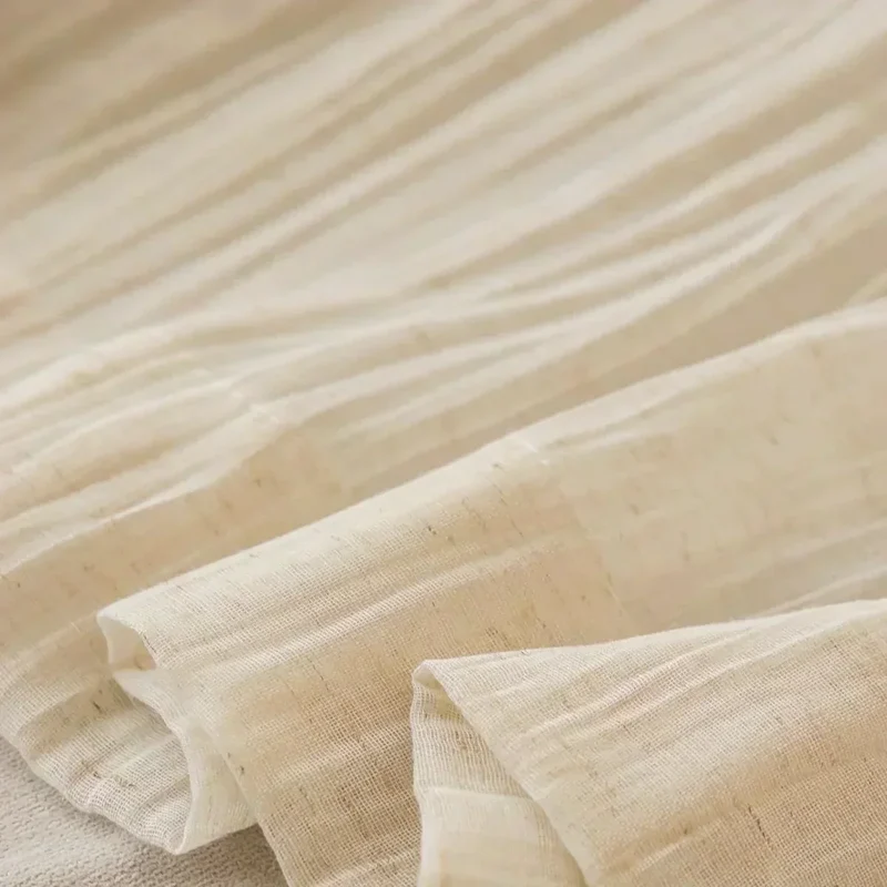 Lightweight Crinkled Linen Gauze Drapes – Living & Dining Room Curtains, Semi-Privacy & Light-Filtering Drapes