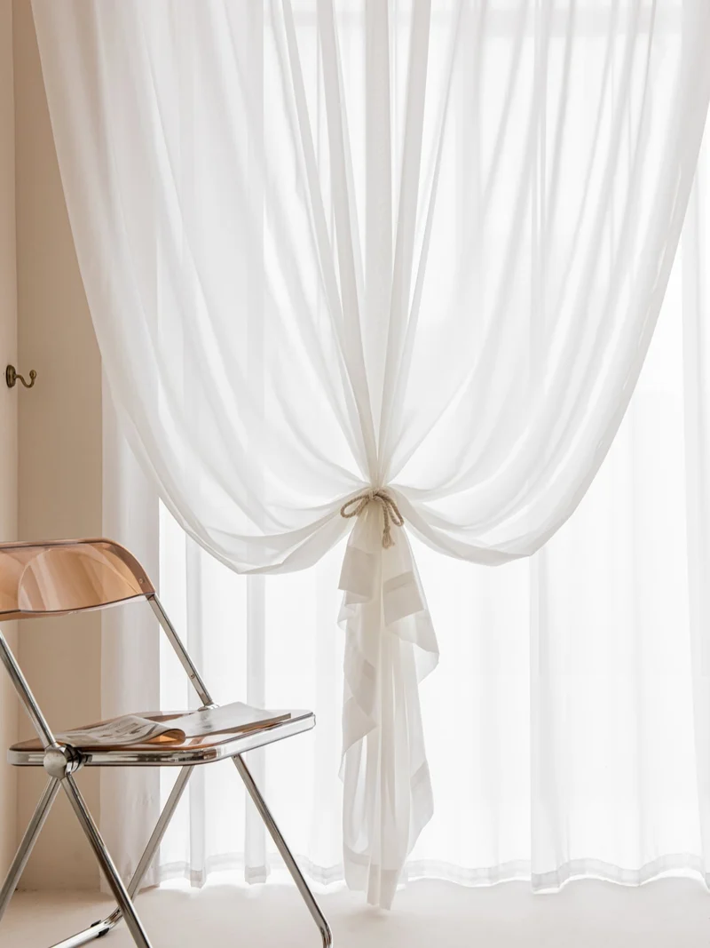 Ultra-Thin White Gauze Sheer Curtains – Durable Scratch Resistant Voile Curtain