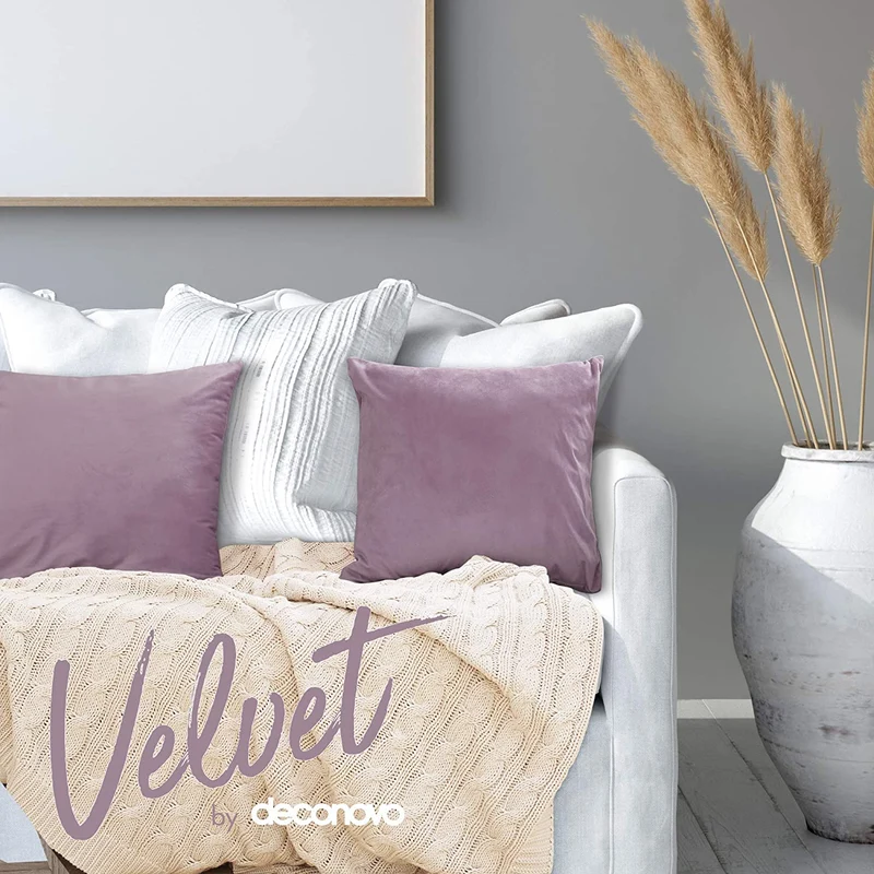 Deconovo Samt Kissenbezüge Sofa Zierkissenbezug, 2er Set