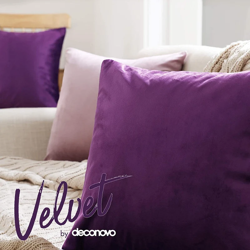 Deconovo Samt Kissenbezüge Sofa Zierkissenbezug, 2er Set