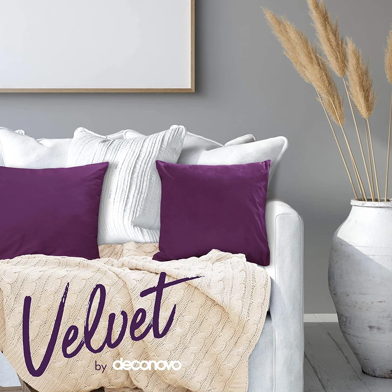 Deconovo Samt Kissenbezüge Sofa Zierkissenbezug, 2er Set