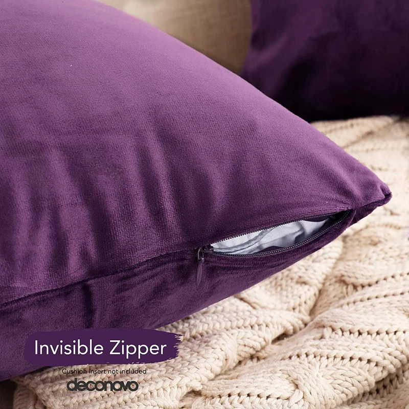 Deconovo Samt Kissenbezüge Sofa Zierkissenbezug, 2er Set