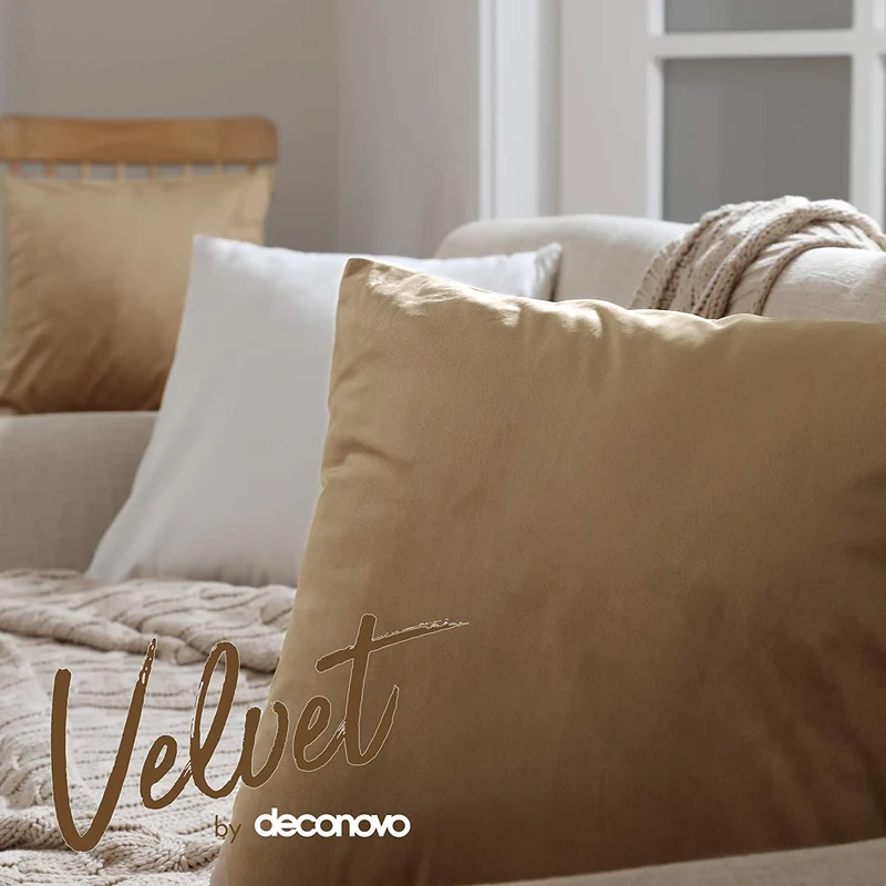 Deconovo Samt Kissenbezüge Sofa Zierkissenbezug, 2er Set