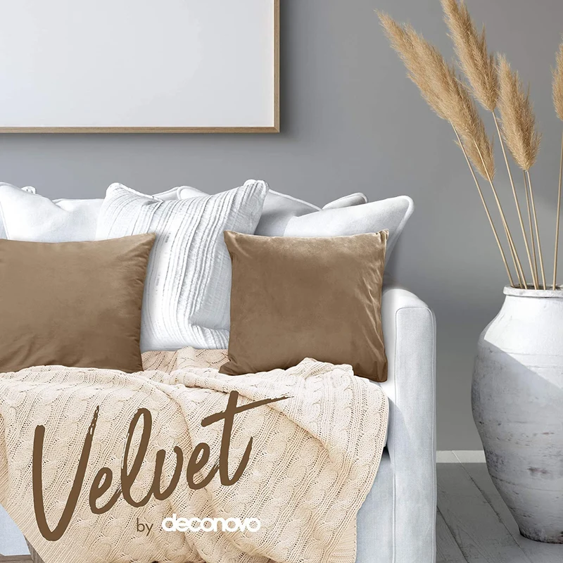 Deconovo Samt Kissenbezüge Sofa Zierkissenbezug, 2er Set