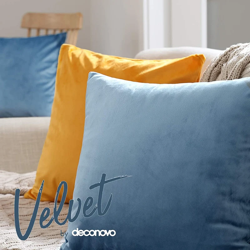 Deconovo Samt Kissenbezüge Sofa Zierkissenbezug, 2er Set