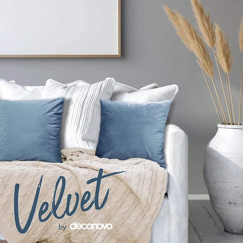 Deconovo Samt Kissenbezüge Sofa Zierkissenbezug, 2er Set