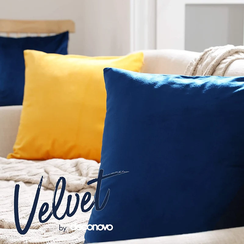 Deconovo Samt Kissenbezüge Sofa Zierkissenbezug, 2er Set