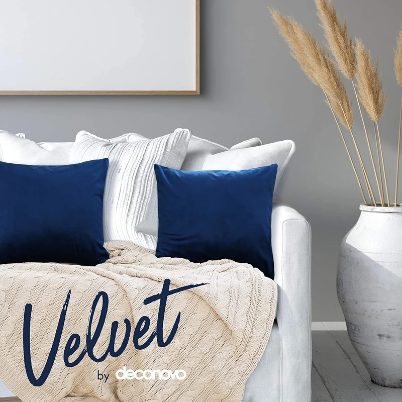 Deconovo Samt Kissenbezüge Sofa Zierkissenbezug, 2er Set