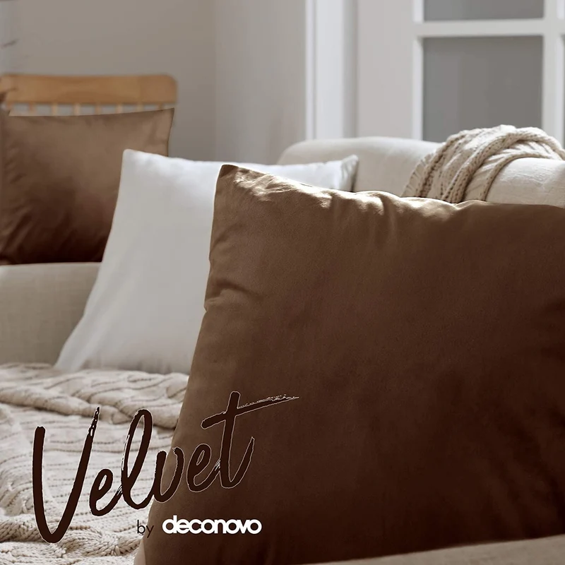 Deconovo Samt Kissenbezüge Sofa Zierkissenbezug, 2er Set