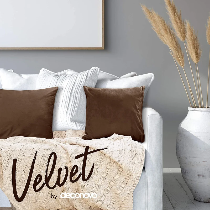 Deconovo Samt Kissenbezüge Sofa Zierkissenbezug, 2er Set