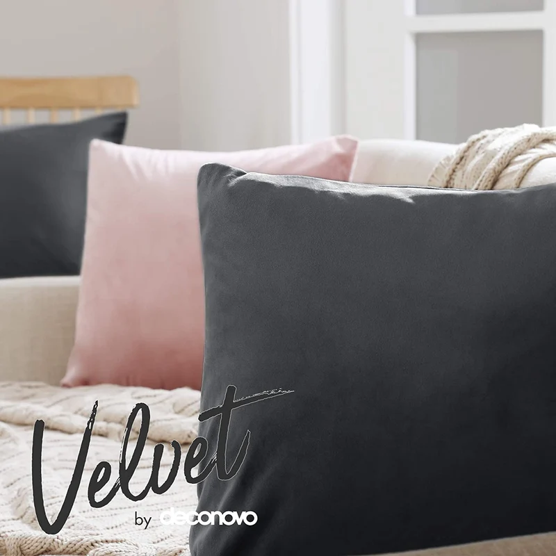 Deconovo Samt Kissenbezüge Sofa Zierkissenbezug, 2er Set