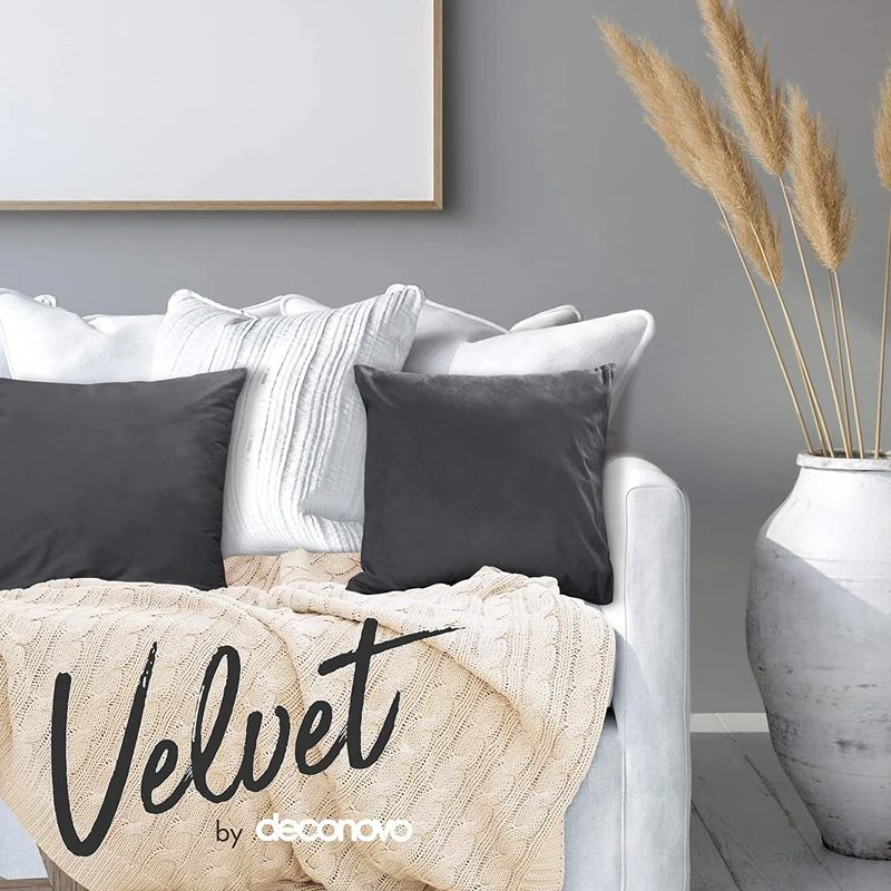 Deconovo Samt Kissenbezüge Sofa Zierkissenbezug, 2er Set