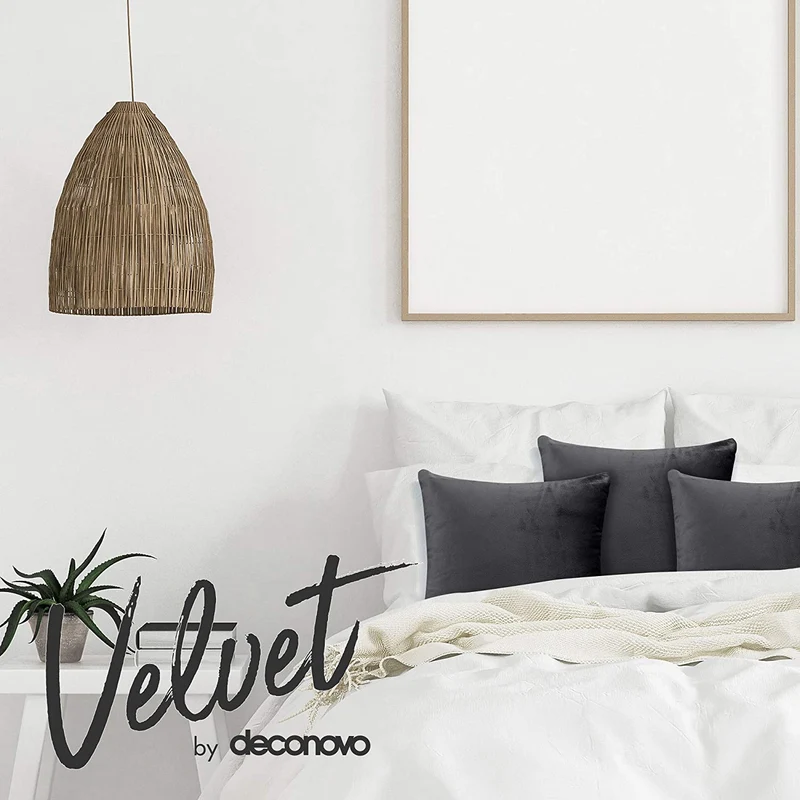 Deconovo Samt Kissenbezüge Sofa Zierkissenbezug, 2er Set