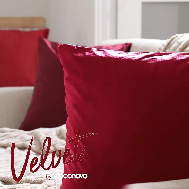 Deconovo Samt Kissenbezüge Sofa Zierkissenbezug, 2er Set