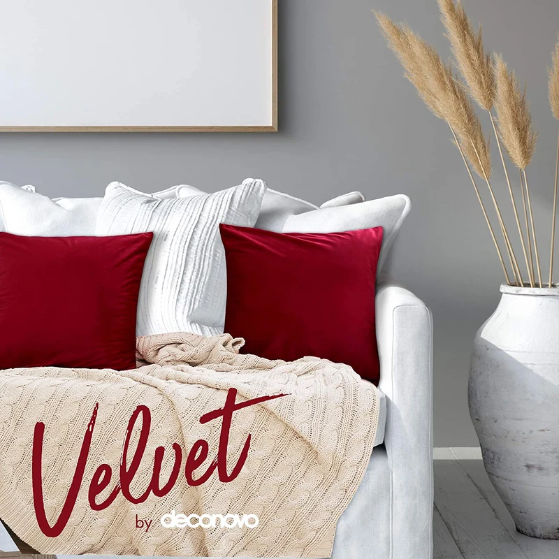 Deconovo Samt Kissenbezüge Sofa Zierkissenbezug, 2er Set