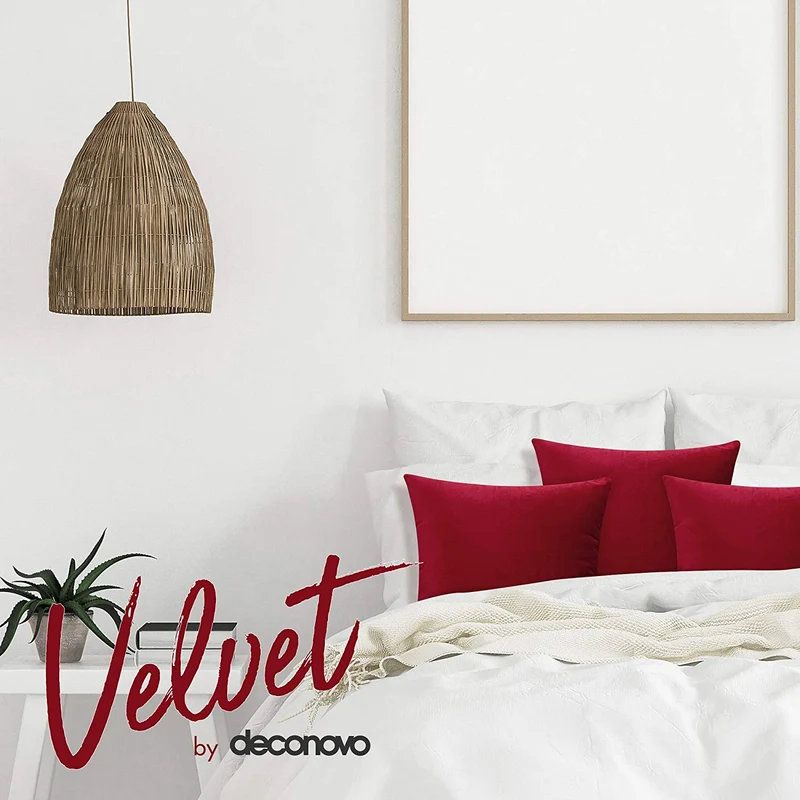 Deconovo Samt Kissenbezüge Sofa Zierkissenbezug, 2er Set